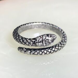 Snake Coil Ring Open Style Steel Oxidized Finish Size 8